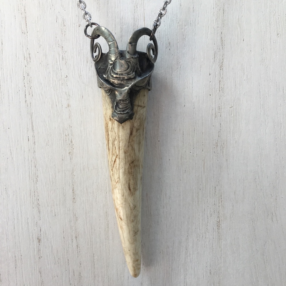 Sterling Silver Horn Pendant Necklace in Ivory